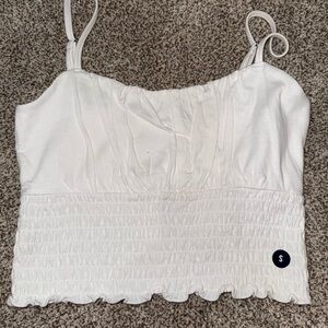 Hollister White Smocked Sleeveless Camisole Top